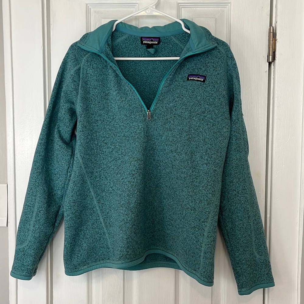 Patagonia teal fleece quarter zip